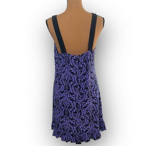 Studio Donatella Purple & Black Floral Print Chemise Nightgown, Women’s Medium - Picture 2 of 11